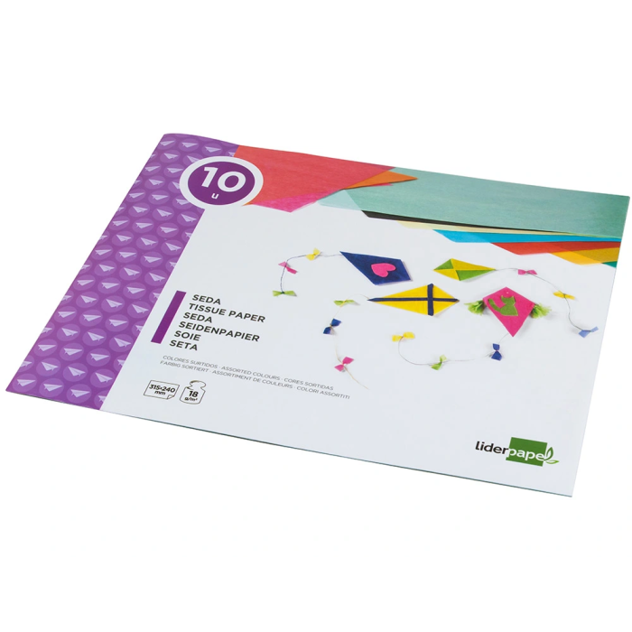 Liderpapel Bloc trabajos manuales Papel Seda 240x315mm 10 hojas Colores Surtidos 3