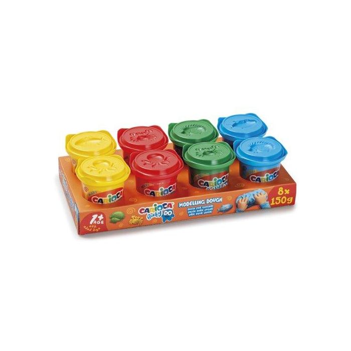 Carioca Pasta de modelar para bebés +12 meses, secado al aire, 8 unidades de 150ml, colores surtidos