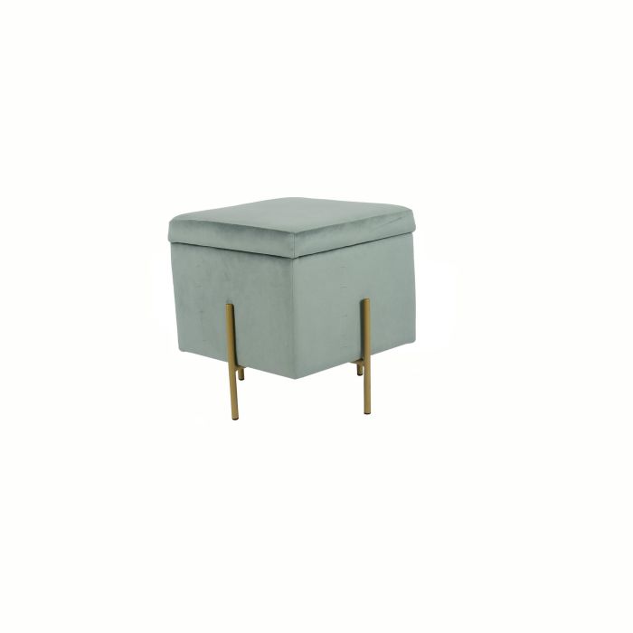 DKD Home Decor Reposapies Verde con Tapa de Poliéster y Metal 45x45x45 cm