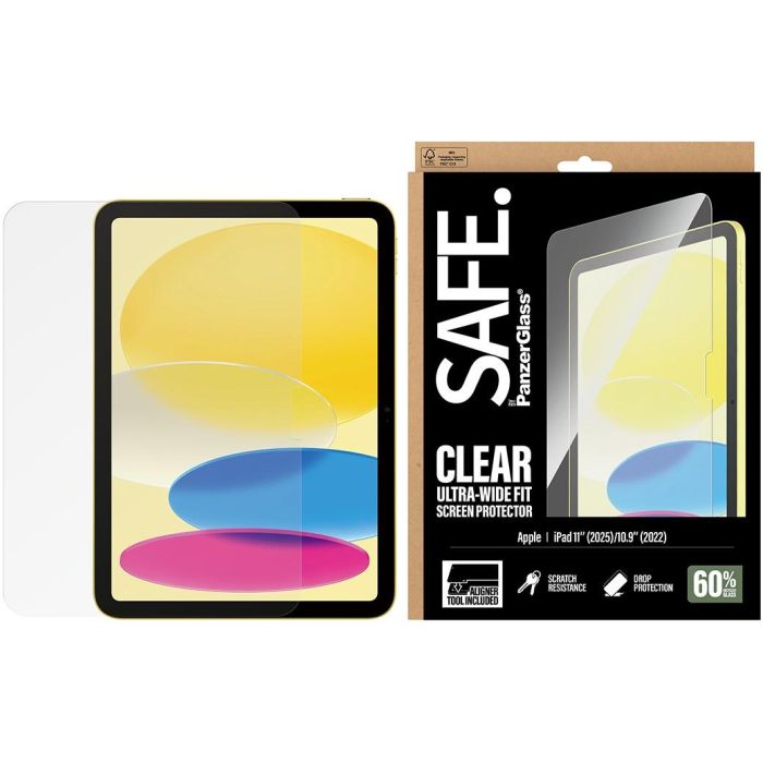 PanzerGlass Protector de Pantalla SAFE de Vidrio Templado para iPad 11" (2025) y iPad 10.9" (2022), UWF, Ultra-Wide Fit con Fastfit