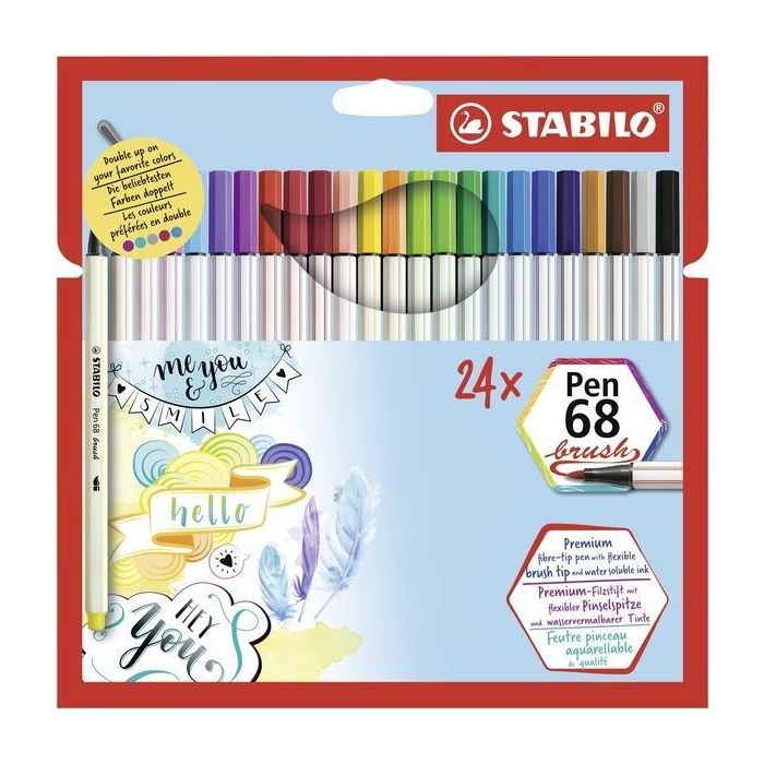 Stabilo Rotuladores Pen 68 Brush - Estuche con 24 Unidades Surtidas Stabilo Rotuladores Pen 68 Brush - Estuche con 24 Unidades Surtidas