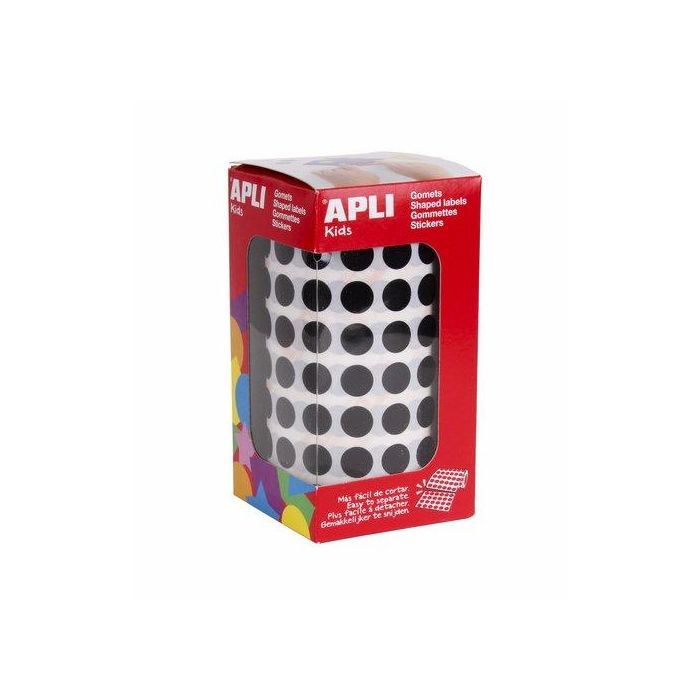 Apli Gomets Permanentes Redondos Ø10,5 mm, Rollo de 5192, Negro