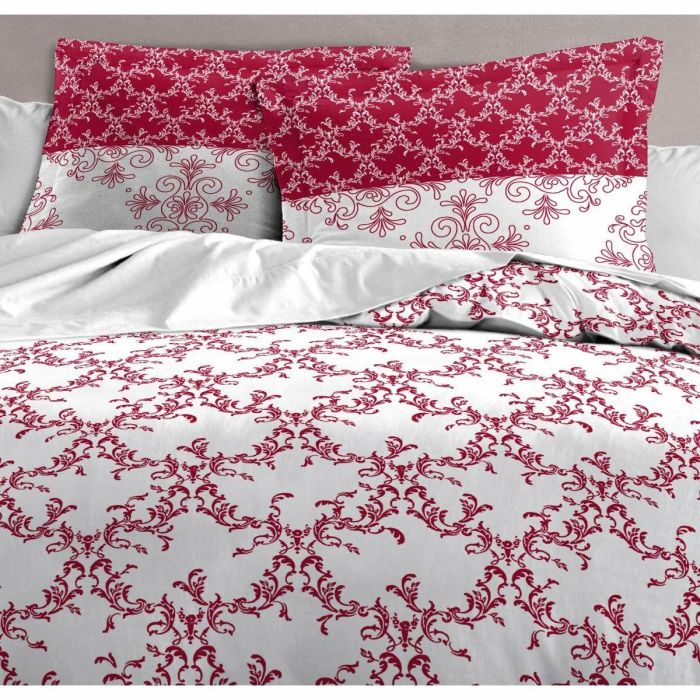 Juego nórdico 220x240 cm HOME LINGE PASSION FRISE: Funda nórdica + 2 fundas de almohada - 100% Algodón 57 hilos - Burdeos 1