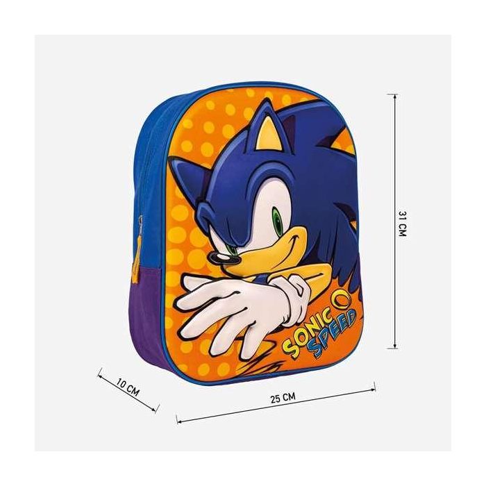 Mochila Escolar 3D Sonic Naranja Azul 25 x 31 x 9 cm 2