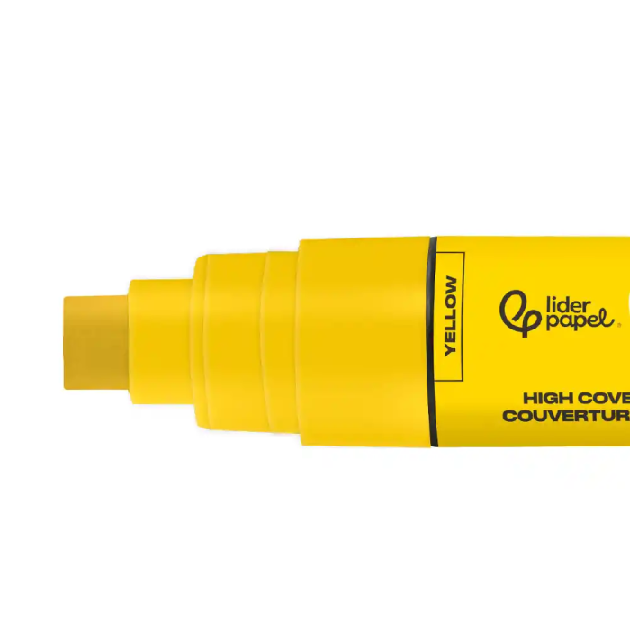 Liderpapel Rotulador Acrilico Base Agua Todo Tipo de Superficie Punta Rectangular 10 mm Amarillo 2