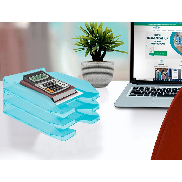 Q-connect Bandeja sobremesa plástico turquesa transparente 240x70x340 mm 5