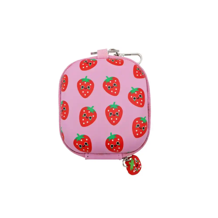 Wondee Mini Estuche Tecnológico Fresa para Auriculares, Cables y USB | Organizador Compacto con Mosquetón 1