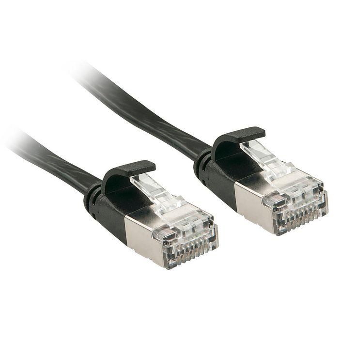 Lindy 0.3m Cat.6A U/FTP Flat Network Cable, Black Lindy 0.3m Cat.6A U/FTP Flat Network Cable, Black