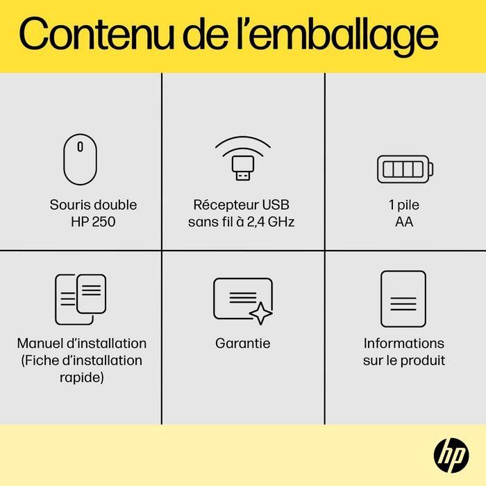 HP 250 Ratón Dual Inalámbrico para Diestros y Zurdo, Ambidextro, Plug-and-Play para Productividad Diaria