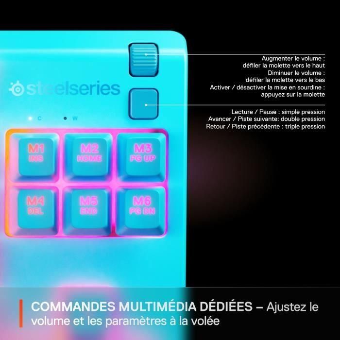 SteelSeries STE5707119066013 Teclado Gaming con Cable Apex 3 TKL Azerty – Iluminación Azul Cielo 5
