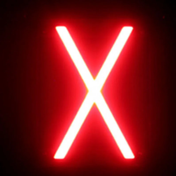 Green Ice Letra LED Neon X Ancho 105Mm Alto 161Mm Fondo 38Mm, Rótulos Personalizados con Impacto Neón y 8 Animaciones