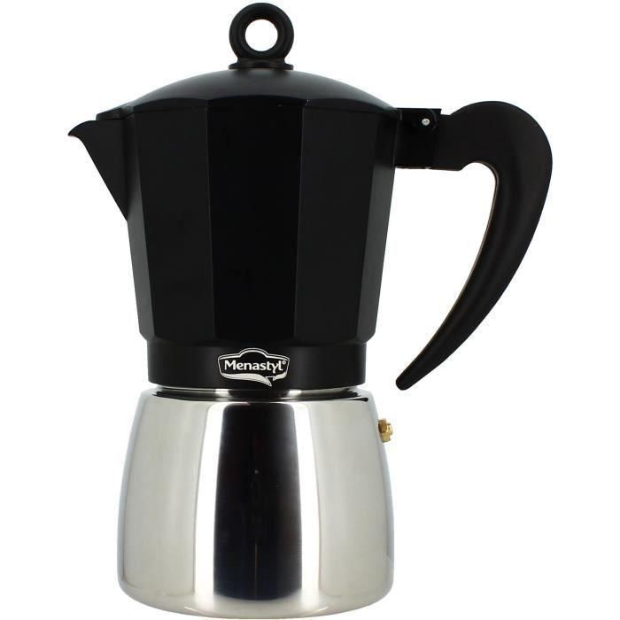 Cafetera italiana - MENASTYL - 3935071 - Aluminio - 9 tazas - Todo tipo de fuegos, incluida inducción Cafetera italiana - MENASTYL - 3935071 - Aluminio - 9 tazas - Todo tipo de fuegos, incluida inducción
