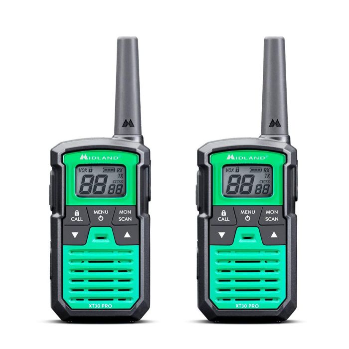 Midland Walkietalkies xt-30 pro c1463, 16 canales PMR446, resistentes a la humedad, color verde brillante Midland Walkietalkies xt-30 pro c1463, 16 canales PMR446, resistentes a la humedad, color verde brillante
