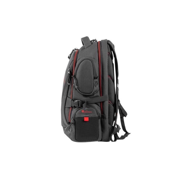 Genesis Mochila Pallad 550 Portátil 17.3" Resistente al Agua y Golpes con Múltiples Compartimentos de Poliéster Negro Rojo 4