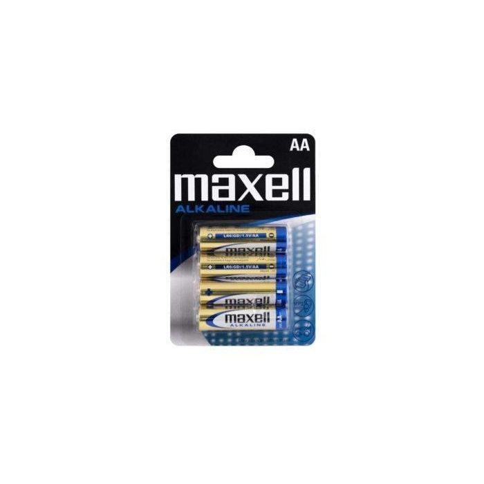Maxell Pilas Alcalinas AA LR6 - Pack de 4 Unidades para Dispositivos Cotidianos