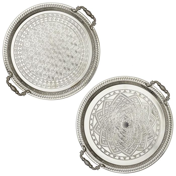 Home Deco Factory Bandeja de Metal con Asas 42 cm para Servir o Decorar - Colección Mirage 2