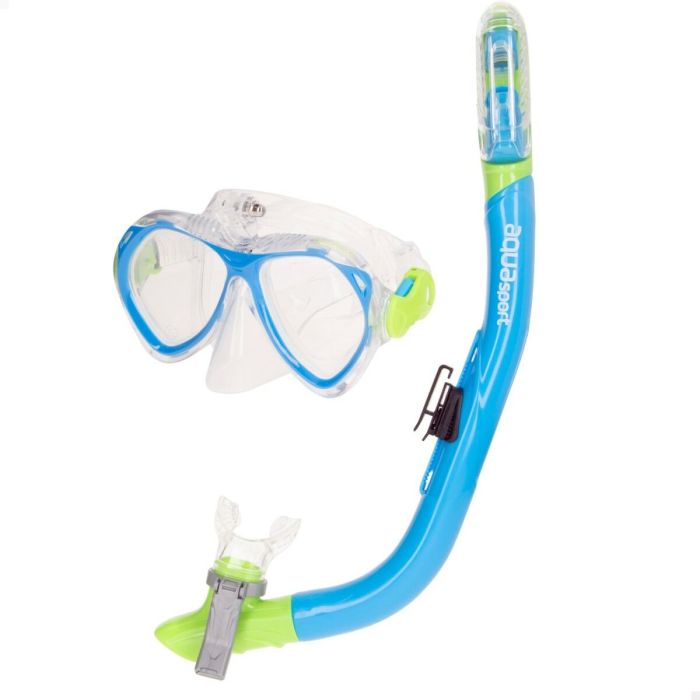 Gafas de Buceo con Tubo Infantiles AquaSport Azul (2 Unidades) 6