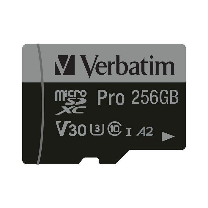 Verbatim Pro U3 Tarjeta MicroSDXC 256GB Alta Velocidad 4K Ultra HD A2 para Cámaras de Acción, Smartphones, Tablets con Adaptador 0 Verbatim Pro U3 Tarjeta MicroSDXC 256GB Alta Velocidad 4K Ultra HD A2 para Cámaras de Acción, Smartphones, Tablets con Adaptador 0