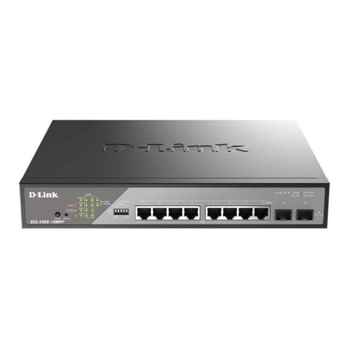D-Link DSS-200 - Switch Gigabit PoE++ Gestionado L2, 8 Puertos (10/100/1000) + 2 SFP, PoE 802.3bt (90W/Puerto), 20Gbps, Web Managed D-Link DSS-200 - Switch Gigabit PoE++ Gestionado L2, 8 Puertos (10/100/1000) + 2 SFP, PoE 802.3bt (90W/Puerto), 20Gbps, Web Managed