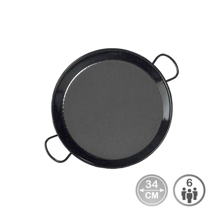 Vaello Paellera Esmaltada Ø34 cm Inducción Vitrocerámica Negro Acero 6 Personas Tradicional