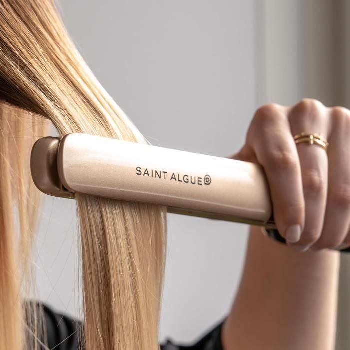 SAINT ALGUE 3963 - Plancha de pelo Demeliss GOLD - Revestimiento cerámico - Placas flotantes ultrafinas - 150 a 230 ° C - Negro / Dorado 3