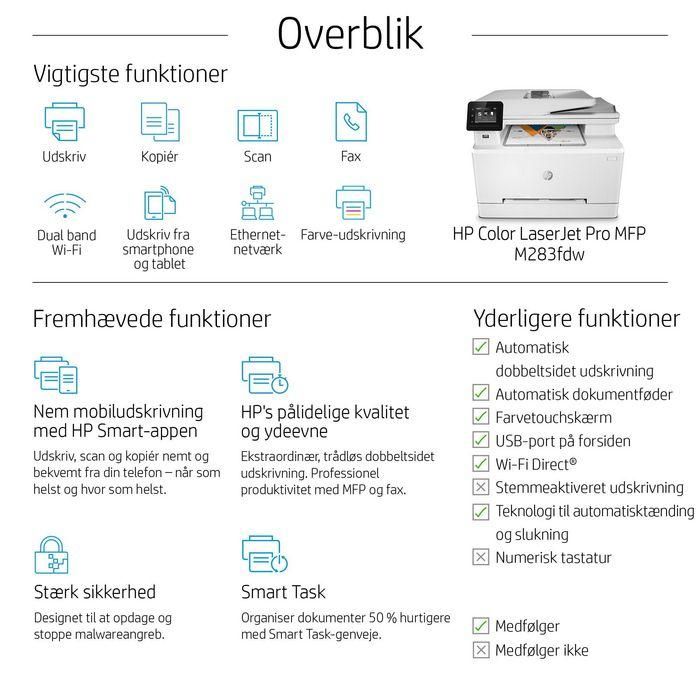 HP Color LaserJet Pro MFP M283fdw, Laser, 600 x 600dpi, 22ppm, A4, 256MB, WiFi, 2.7″ 35 HP Color LaserJet Pro MFP M283fdw, Laser, 600 x 600dpi, 22ppm, A4, 256MB, WiFi, 2.7″ 35