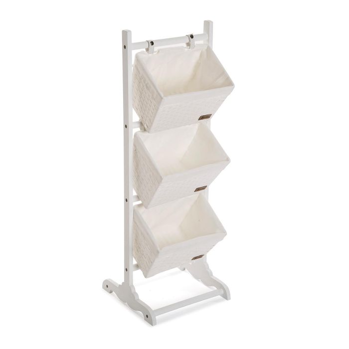 Mueble de Baño 3 Cestas Blanco VERSA 35x102 cm - Madera, Rattan Mueble de Baño 3 Cestas Blanco VERSA 35x102 cm - Madera, Rattan