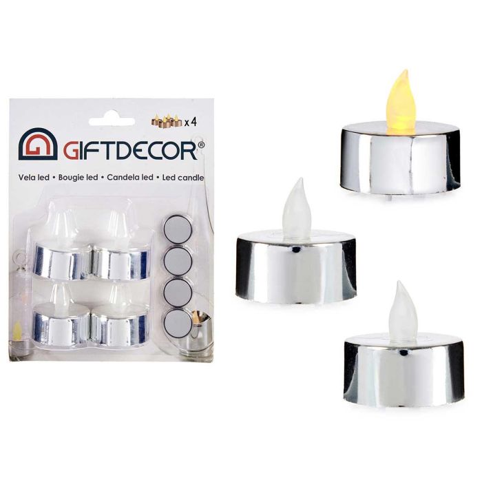 Set 4 Velas Led Mas Pilas Plata Giftdecor 13X17CM (24 Unidades) Set 4 Velas Led Mas Pilas Plata Giftdecor 13X17CM (24 Unidades)