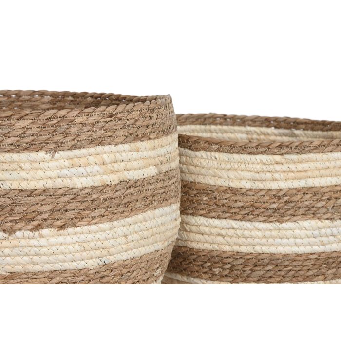 Cesta  DKD Home Decor Natural Crema 53 x 43 x 53 cm Set de 6 1 Cesta  DKD Home Decor Natural Crema 53 x 43 x 53 cm Set de 6 1