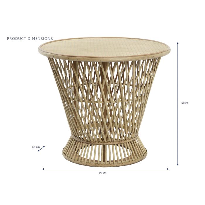 DKD Home Decor Mesita Auxiliar Marron Claro 60 x 60 x 52 cm Bambu Doble Cara 4