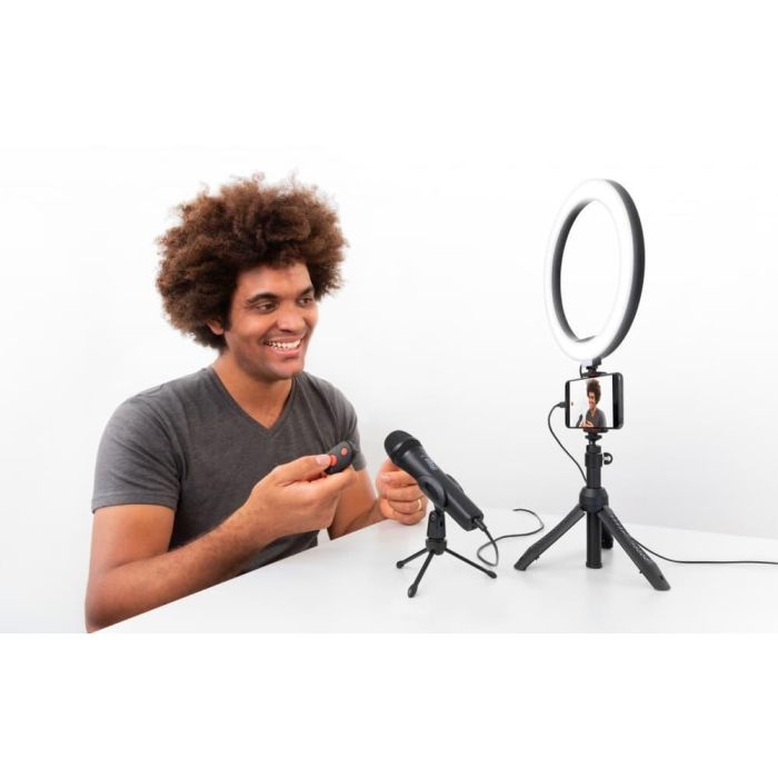 IKMULTIMED Bundle: iRig Mic HD2, iKlip Grip Pro y Aro de Luz LED 10" 1