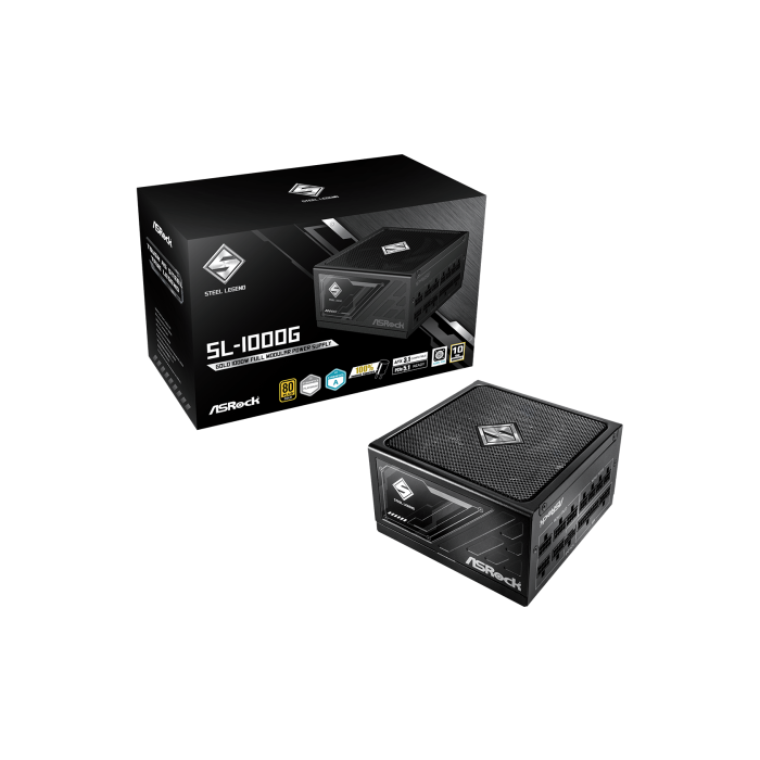 FUENTE ALIMENTACION ASROCK SL-1000G,PSU,1000W,80 PLUS GOLD,135MM,MODULAR,PCI-E 5.1 (12+4pin)x1,PCI-E (6+2 pin)x3,SATA (5 pin)x9 FUENTE ALIMENTACION ASROCK SL-1000G,PSU,1000W,80 PLUS GOLD,135MM,MODULAR,PCI-E 5.1 (12+4pin)x1,PCI-E (6+2 pin)x3,SATA (5 pin)x9