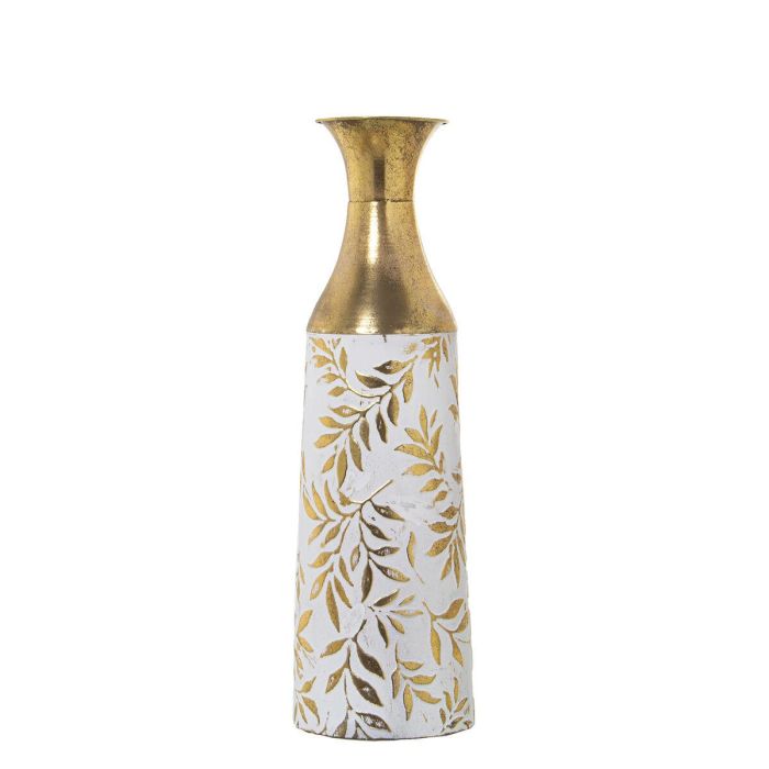 Jarrón de suelo Alexandra House Living Blanco Dorado Metal 14 x 14 x 48 cm Jarrón de suelo Alexandra House Living Blanco Dorado Metal 14 x 14 x 48 cm