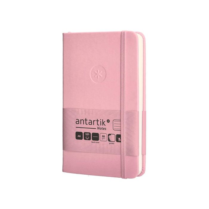 Cuaderno Con Gomilla Antartik Notes Tapa Dura A6 Hojas Rayas Rosa Pastel 100 Hojas 80 gr Fsc 3