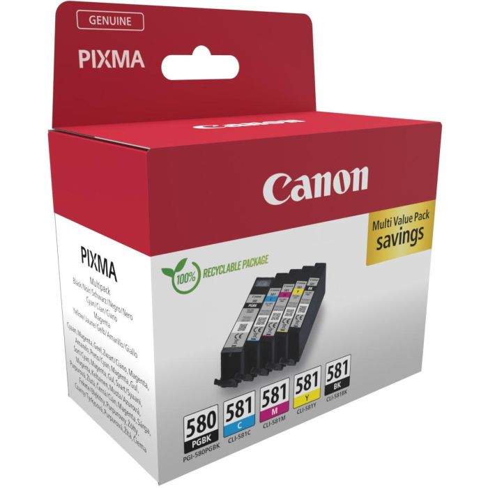 CANON Cartucho Pack 5 Colores PGI580BK / CLI581CMYK MULTI ECOPACK - SEC (con alarma) 1 CANON Cartucho Pack 5 Colores PGI580BK / CLI581CMYK MULTI ECOPACK - SEC (con alarma) 1