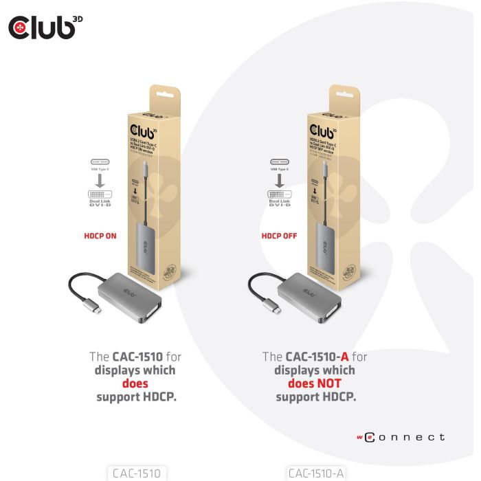 Club3D Adapter USB 3.2 Typ C > DVI-D HDCP Off activo St/Bu 2 Club3D Adapter USB 3.2 Typ C > DVI-D HDCP Off activo St/Bu 2