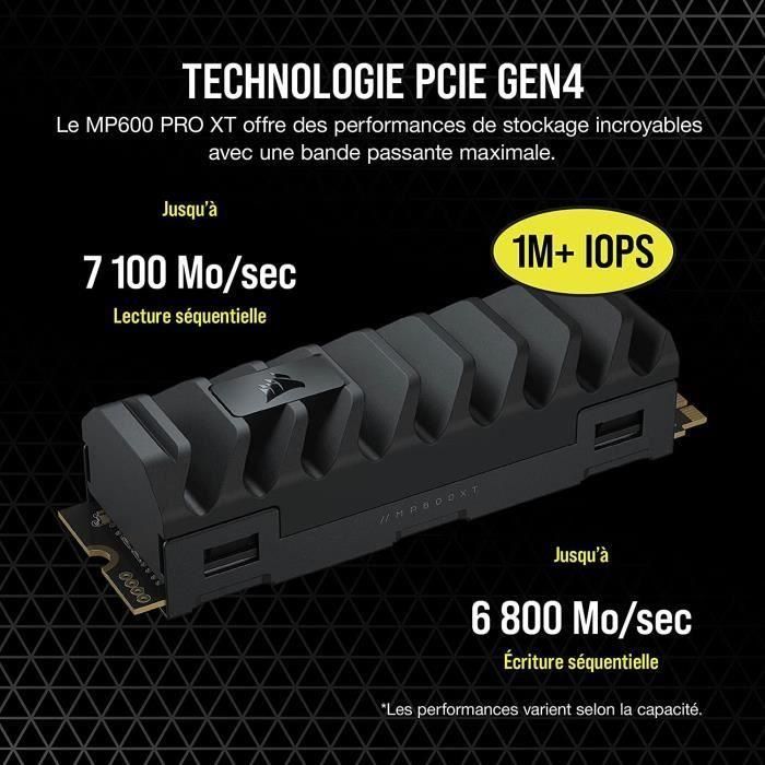 Unidad de estado sólido Corsair MP600 PRO XT - NVMe PCIe M.2 de 2 TB (CSSD-F2000GBMP600PXT) 2