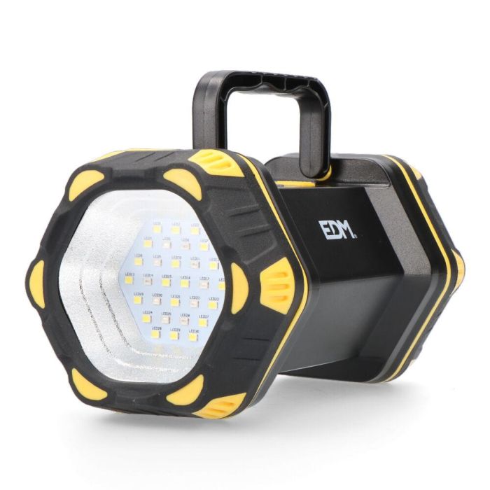 Edm Linterna de mano led recargable 3 puntos de luz, 17h autonomía, cuerpo de goma, asa rotativa 180°, incluye función power bank Edm Linterna de mano led recargable 3 puntos de luz, 17h autonomía, cuerpo de goma, asa rotativa 180°, incluye función power bank