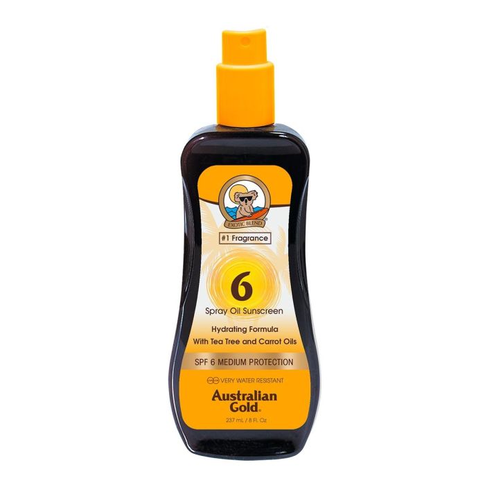 Australian Gold Spray Oil Sunscreen Carrot Formula Spf6