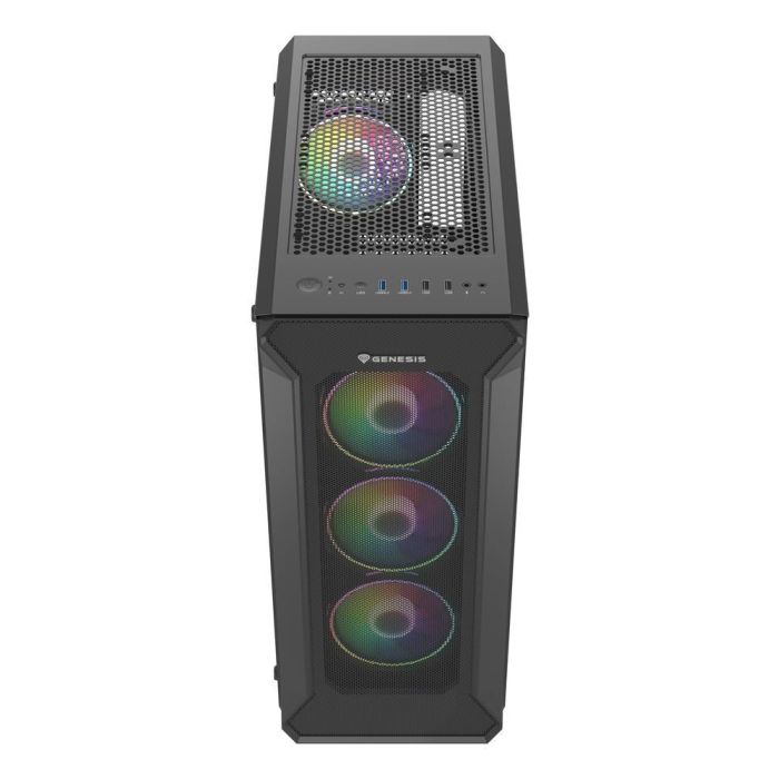 GENESIS Irid 505 V2 ARGB Midi Tower Gaming PC, 4 Ventiladores ARGB, Panel Lateral Cristal Templado, Filtros Antipolvo, USB 3.0, Negro 4 GENESIS Irid 505 V2 ARGB Midi Tower Gaming PC, 4 Ventiladores ARGB, Panel Lateral Cristal Templado, Filtros Antipolvo, USB 3.0, Negro 4