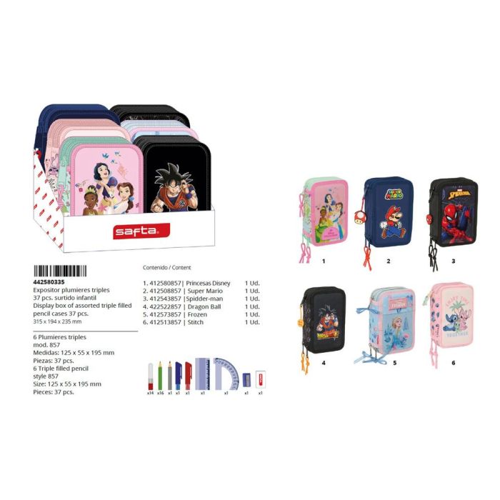 Plumier Escolar Safta Triple Expositor De 6 Unidades Surtidas 200x280x240 mm Plumier Escolar Safta Triple Expositor De 6 Unidades Surtidas 200x280x240 mm