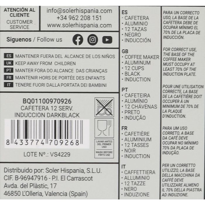 Quttin Cafetera de Inducción 12 Servicios Darkblack (6 Unidades) 5