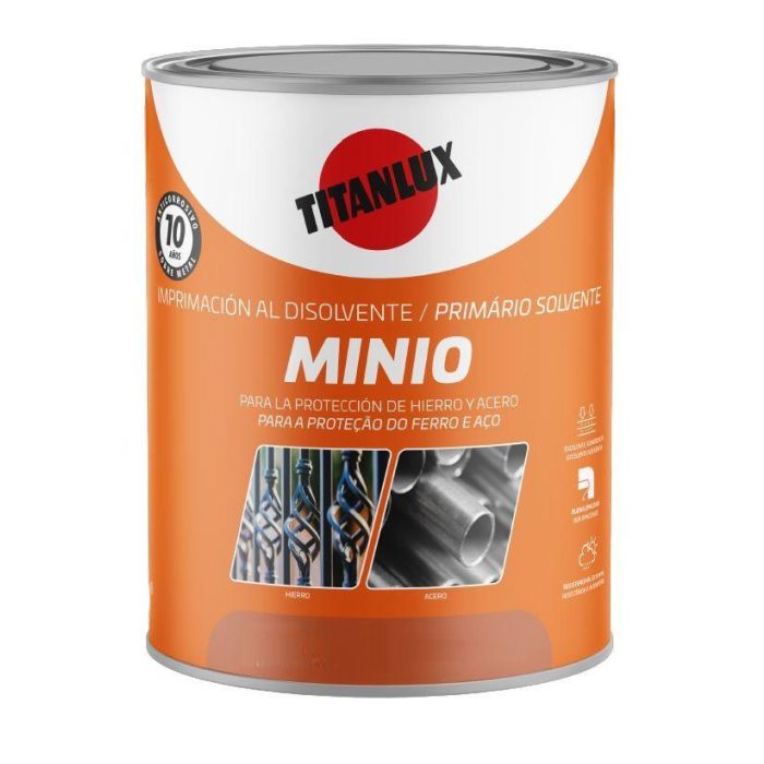 Titan Imprimación Sintética Antioxidante Minio Gris Mate 750ml - Excelente Adherencia y Resistencia a la Intemperie