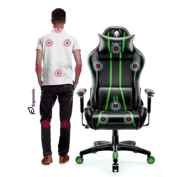 Silla Gaming Diablo Chairs Diablo X-One 2.0 Normal Size Negro Verde 1 Silla Gaming Diablo Chairs Diablo X-One 2.0 Normal Size Negro Verde 1