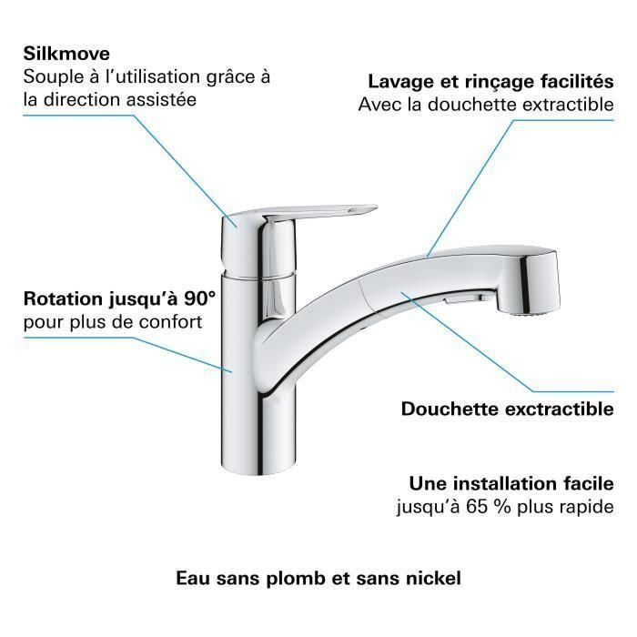 Mezclador de fregadero monomando GROHE - Cromo 5