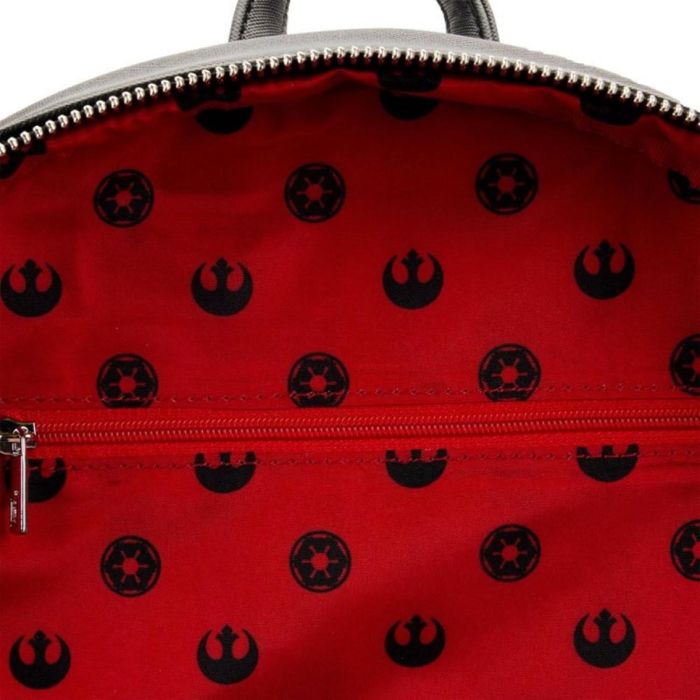 Loungefly Mochila Star Wars Trilogía de Precuelas, 34cm, Piel Vegana, con Bolsillos Laterales y Forro a Juego 4 Loungefly Mochila Star Wars Trilogía de Precuelas, 34cm, Piel Vegana, con Bolsillos Laterales y Forro a Juego 4