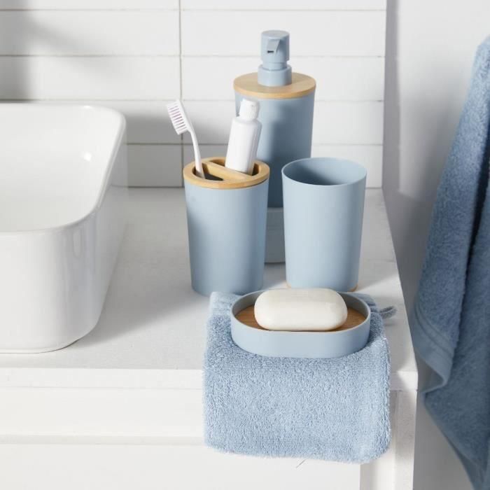 Today TOD3574641271442 - Juego de 6 Accesorios de Baño: Dispensador, Vaso, Portacepillos, Jabonera, Escobilla, Papelera - Azul 1