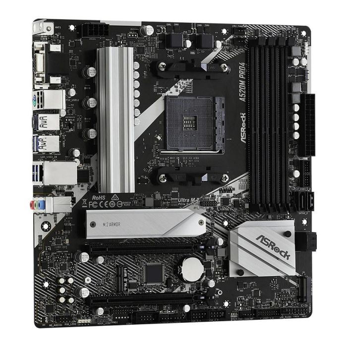 ASROCK A520M PRO 4 Placa Base ATX Socket AM4 Compatible con AMD Ryzen 3000 Series DDR4 3