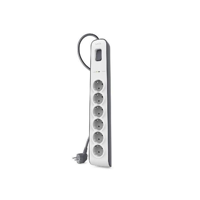 Belkin Regleta De Proteccion Contra Sobretensiones Con 6 Tomas Botón De Apagado Y Encendido 2 Metros Blanco-Gris Belkin Regleta De Proteccion Contra Sobretensiones Con 6 Tomas Botón De Apagado Y Encendido 2 Metros Blanco-Gris
