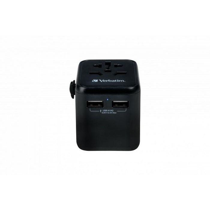 Verbatim UTA-01 12W Universal Travel Adapter with 2 x USB-A ports 1